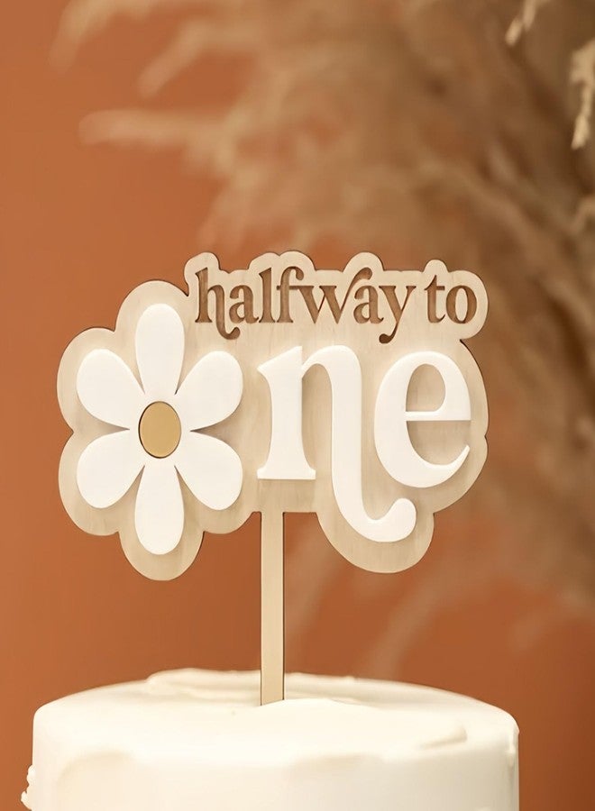 ريماكس زينة كعكة "منتصف الطريق إلى واحد"، زينة كعكة "منتصف الطريق إلى واحد" بطبقتين، زينة عيد ميلاد نصف سنوية، لوازم حفلات الأطفال الرضع (أولاد وبنات) بعمر 6 أشهر - Image 4